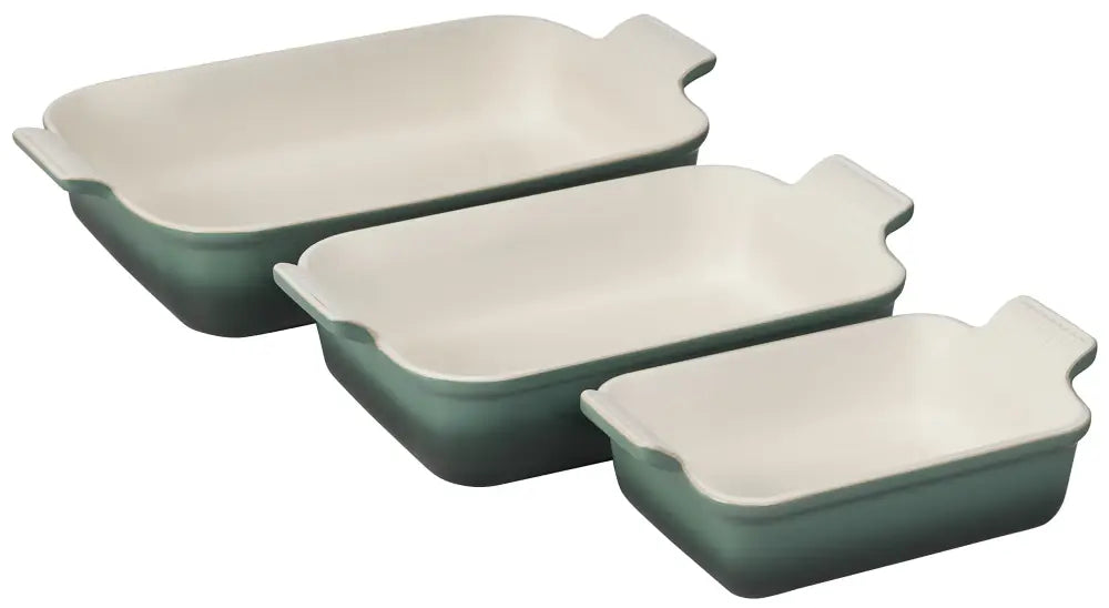 Le Creuset Heritage Stoneware Rectangular Dishes - Set of 3 - Artichaut - Bread & Loaf Pans