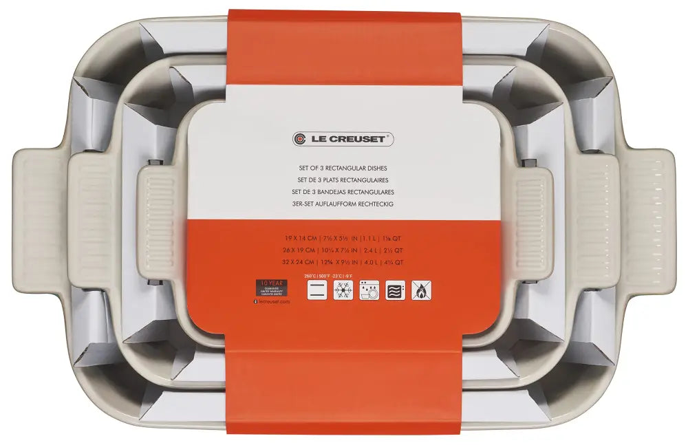 Le Creuset Heritage Stoneware Rectangular Dishes - Set of 3 - Bread & Loaf Pans