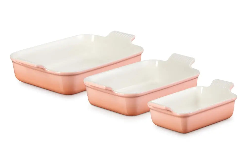 Le Creuset Heritage Stoneware Rectangular Dishes - Set of 3 - Peche - Bread & Loaf Pans