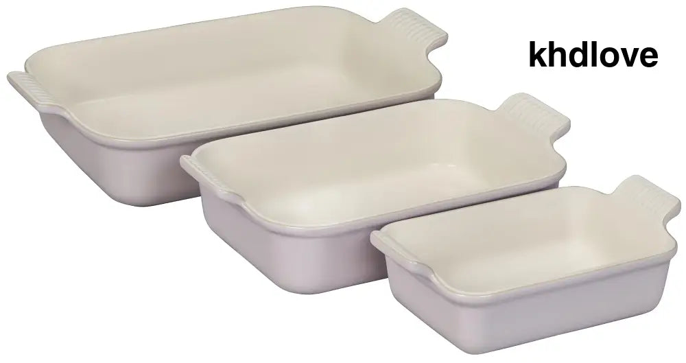 Le Creuset Heritage Stoneware Rectangular Dishes - Set of 3 - Shallot - Bread & Loaf Pans