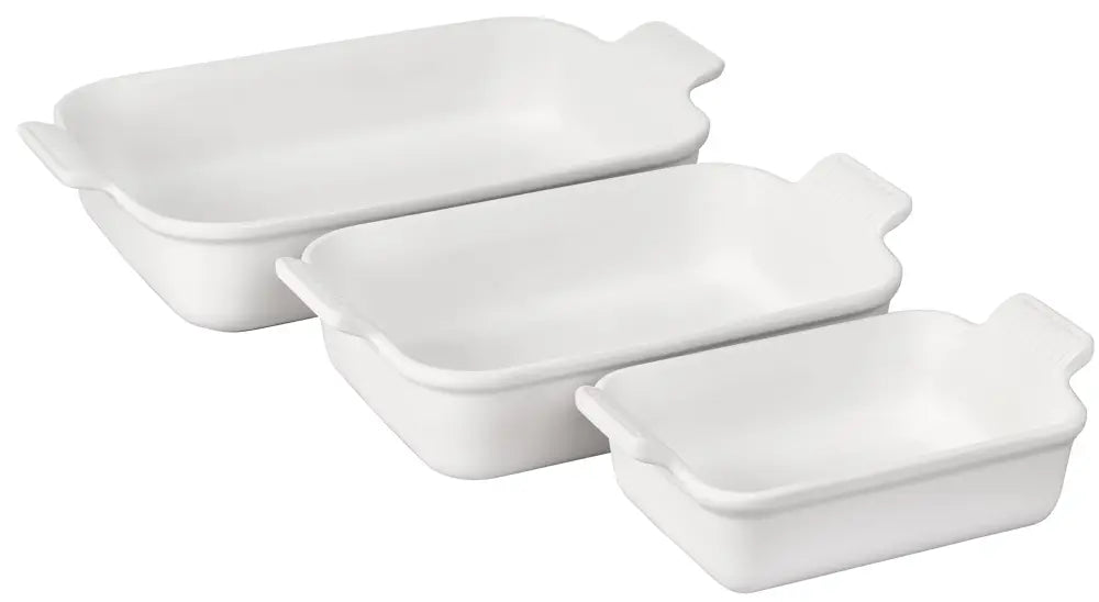 Le Creuset Heritage Stoneware Rectangular Dishes - Set of 3 - White - Bread & Loaf Pans