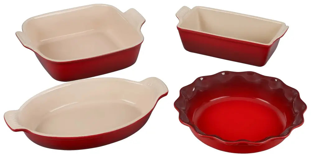 Le Creuset Stoneware 4 PC Heritage Bakeware Set - Cerise