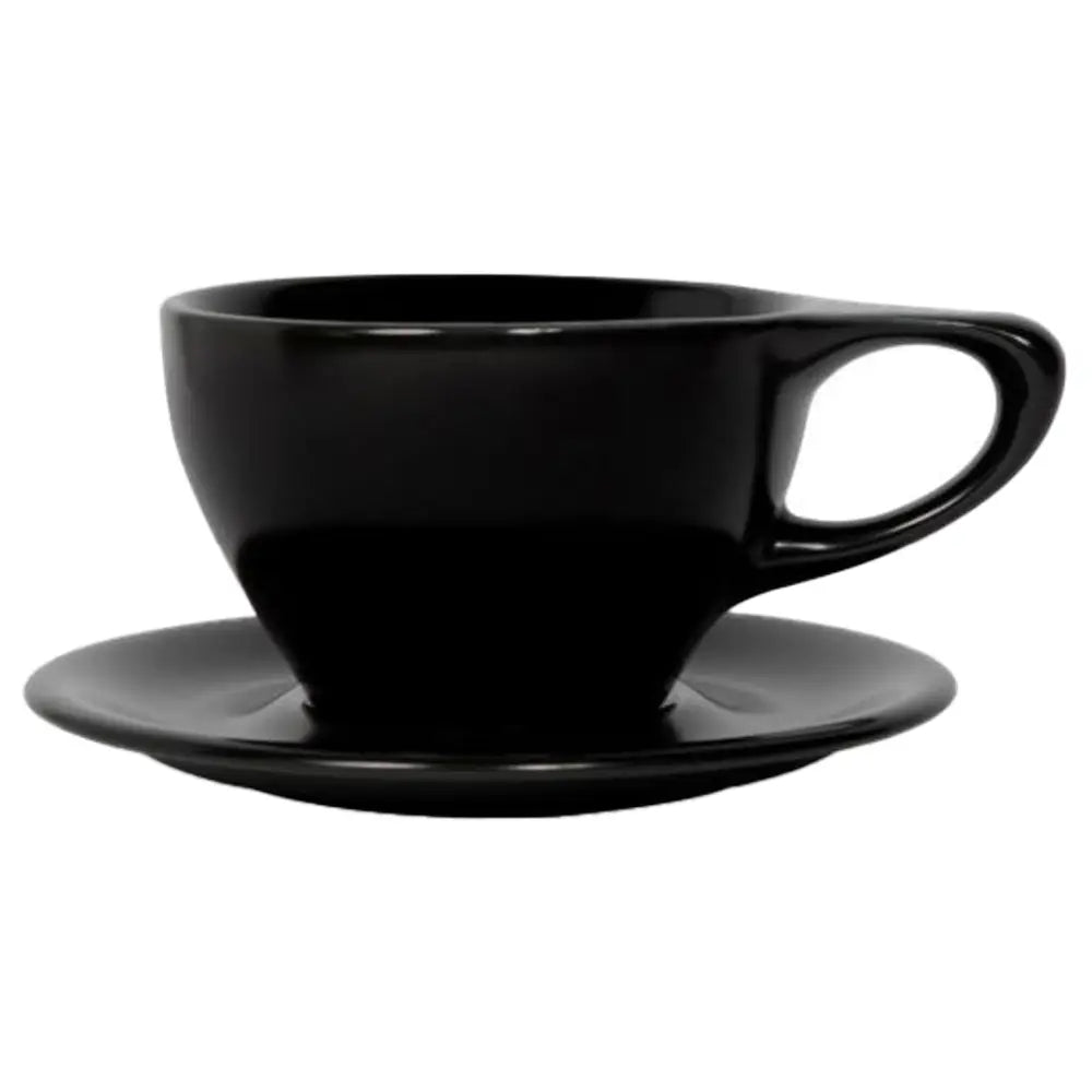 notNeutral Lino 12oz Porcelain Latte Cups with Saucers - Black / Single - Drinkware