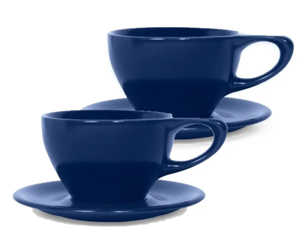 notNeutral Lino 12oz Porcelain Latte Cups with Saucers - Indigo / 2-pack - Drinkware