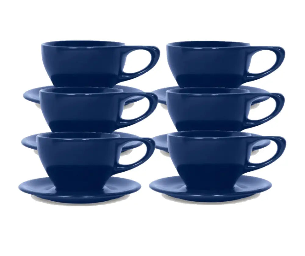 notNeutral Lino 12oz Porcelain Latte Cups with Saucers - Indigo / 6-pack - Drinkware