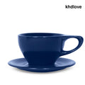 notNeutral Lino 12oz Porcelain Latte Cups with Saucers - Indigo / Single - Drinkware
