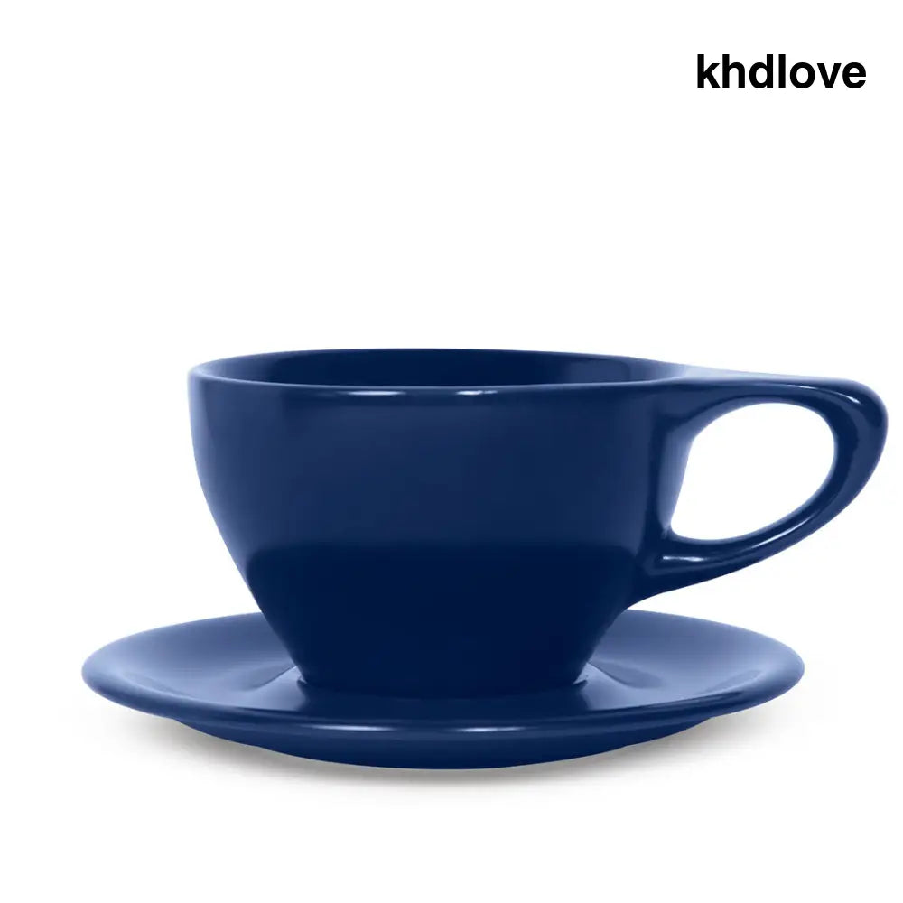 notNeutral Lino 12oz Porcelain Latte Cups with Saucers - Indigo / Single - Drinkware