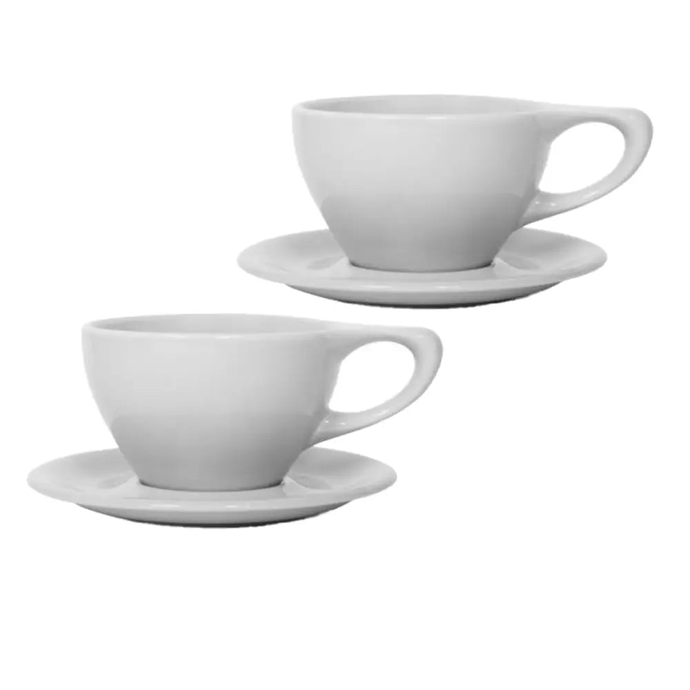 notNeutral Lino 12oz Porcelain Latte Cups with Saucers - Light Gray / 2-pack - Drinkware