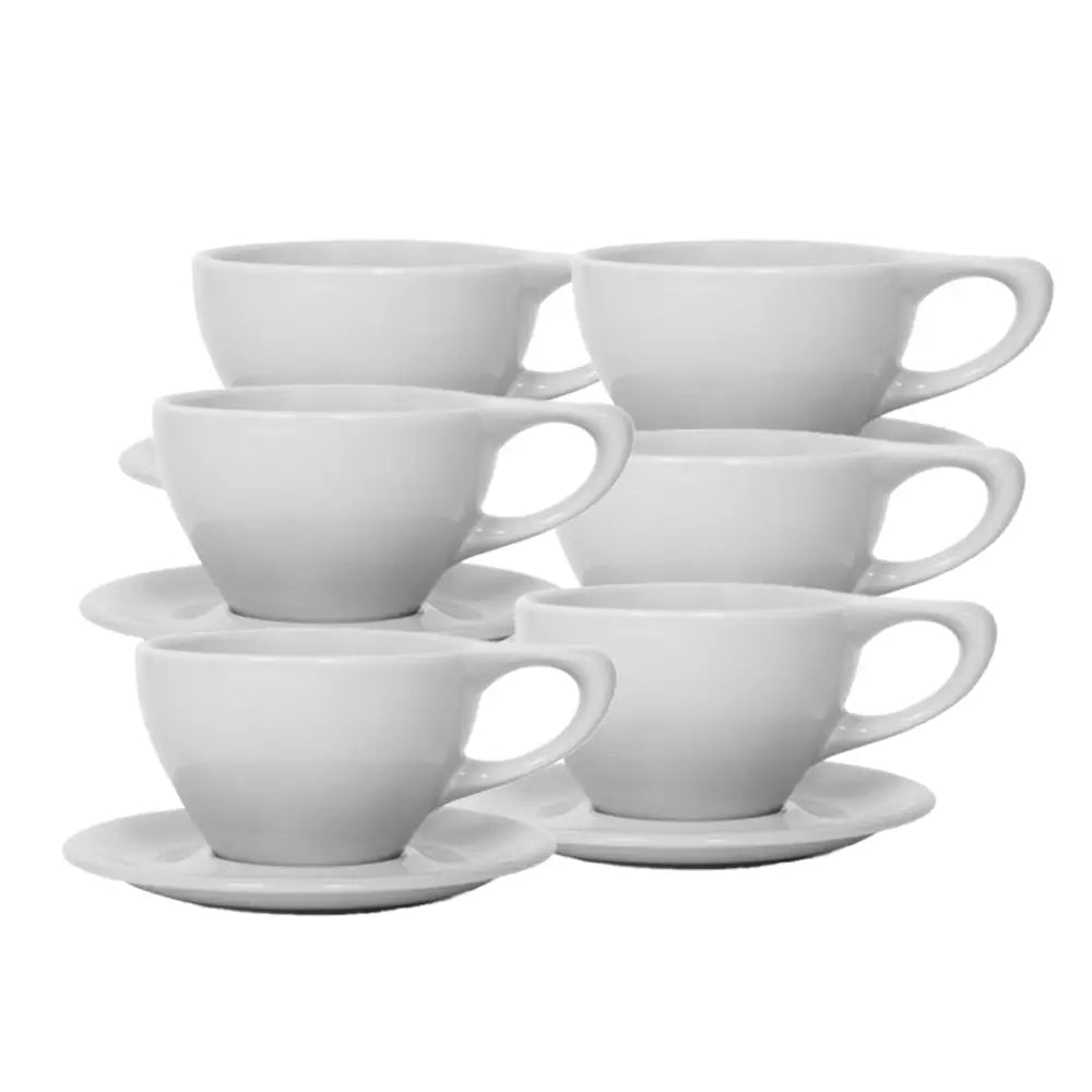 notNeutral Lino 12oz Porcelain Latte Cups with Saucers - Light Gray / 6-pack - Drinkware
