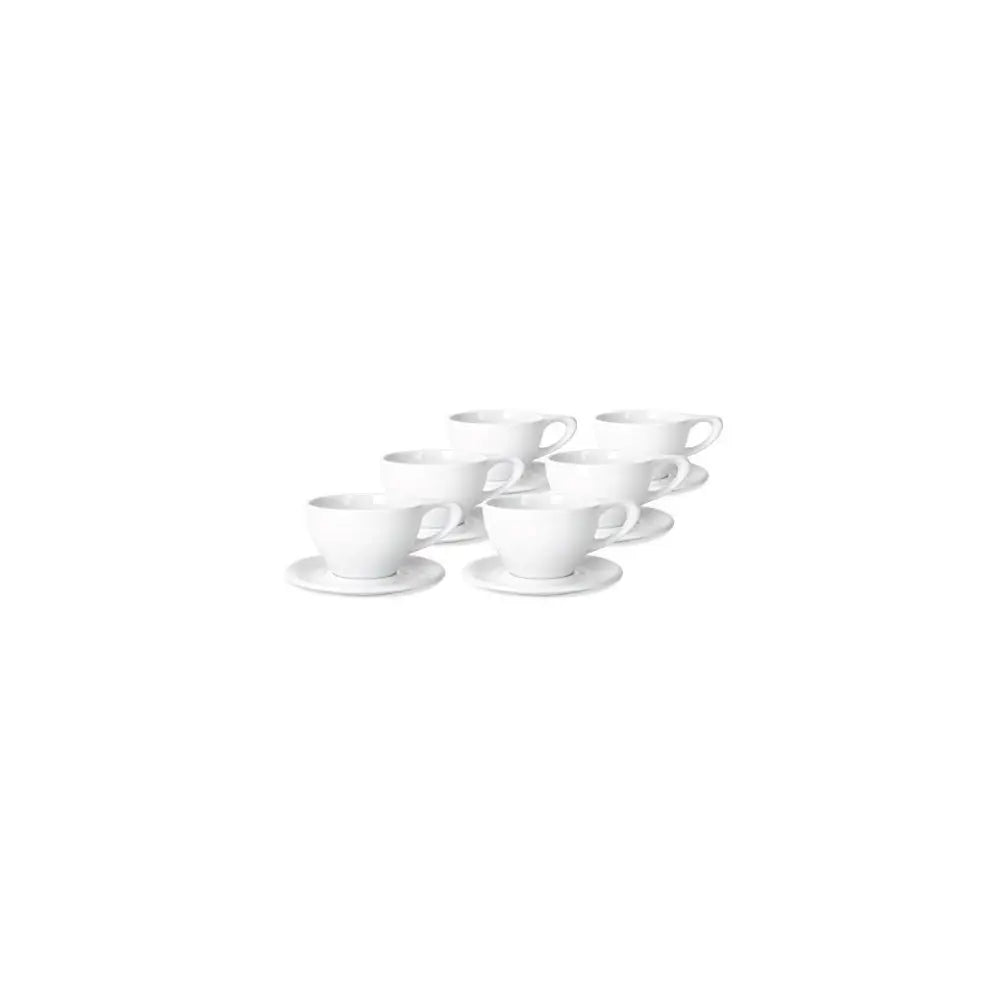 notNeutral Lino 12oz Porcelain Latte Cups with Saucers - White / 6-pack - Drinkware