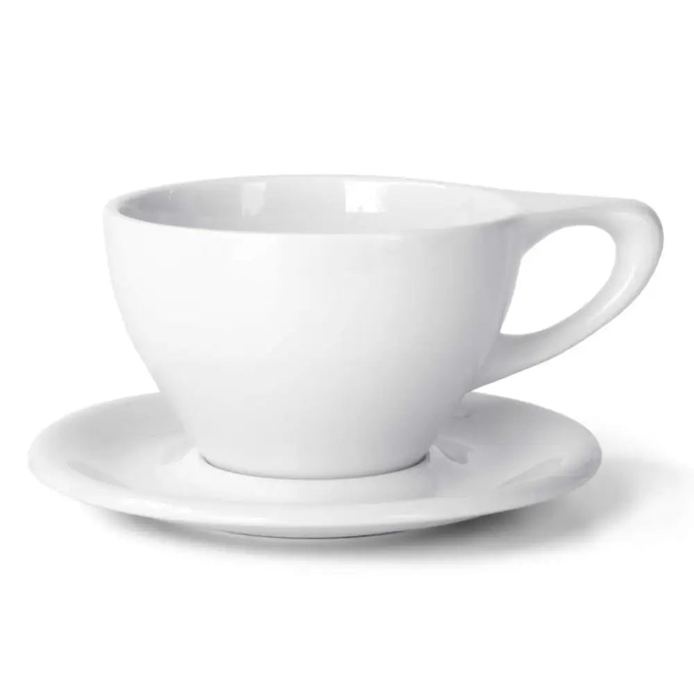 notNeutral Lino 12oz Porcelain Latte Cups with Saucers - White / Single - Drinkware