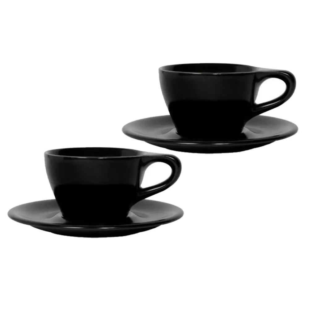 notNeutral Lino Latte Cup & Saucer 8 oz - Black / Set of 2 - Drinkware