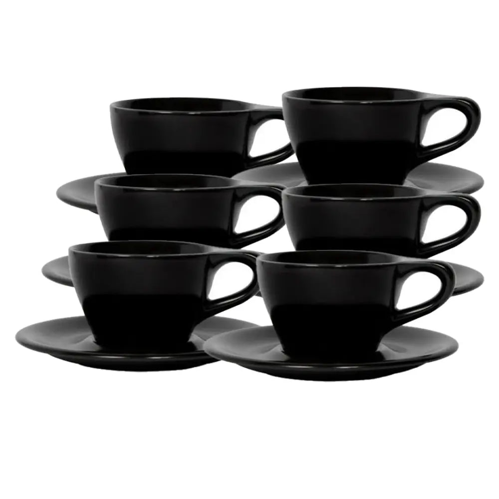 notNeutral Lino Latte Cup & Saucer 8 oz - Black / Set of 6 - Drinkware