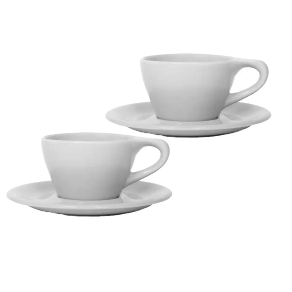 notNeutral Lino Latte Cup & Saucer 8 oz - Light Gray / Set of 2 - Drinkware