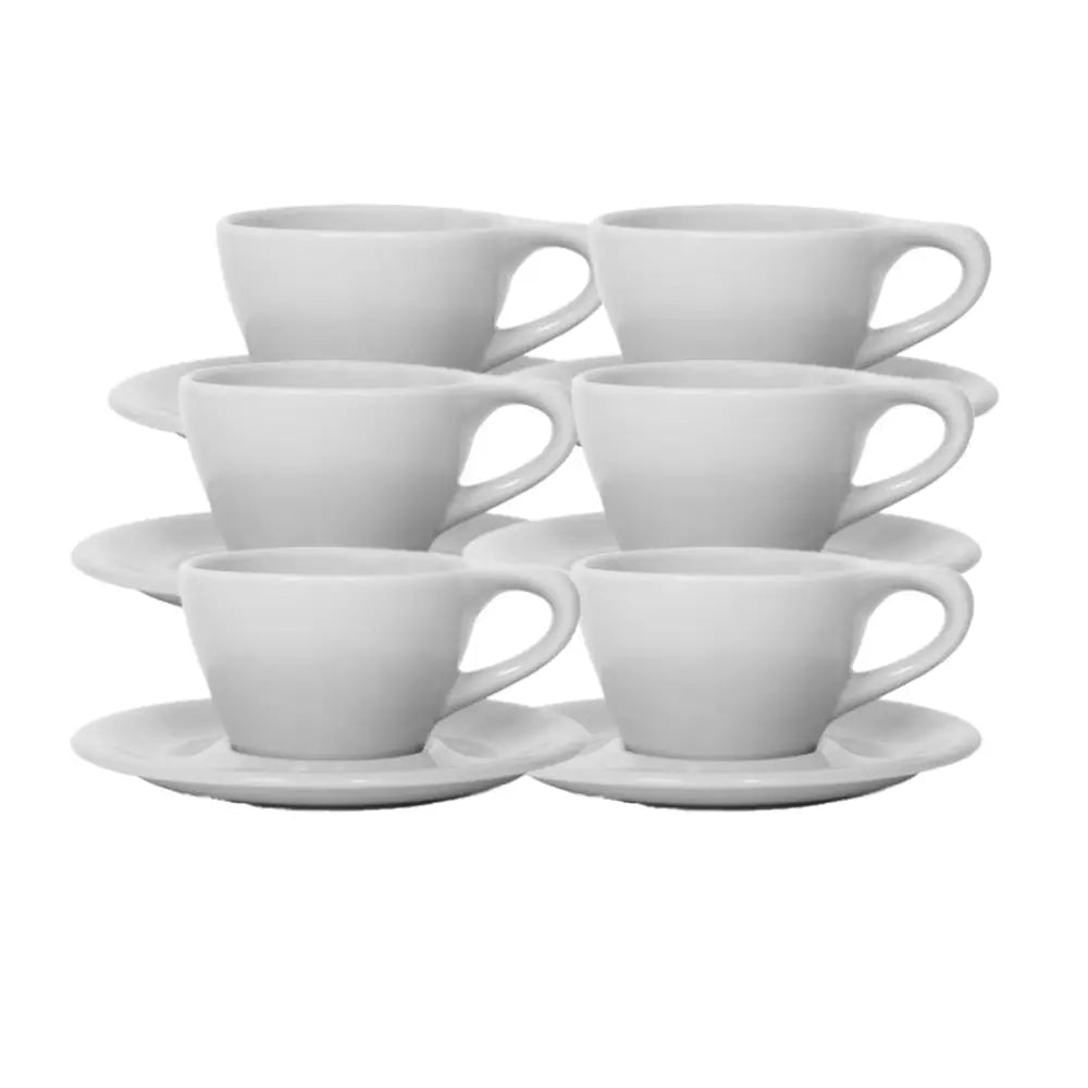 notNeutral Lino Latte Cup & Saucer 8 oz - Light Gray / Set of 6 - Drinkware
